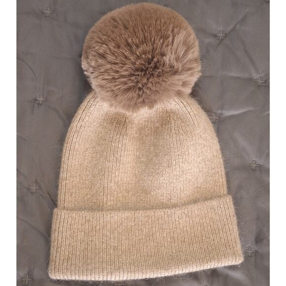 Norla Canada Alpaca Wool Blend Pom Beanie Anthropologie OS Mocha Winter Outdoor - Picture 1 of 5